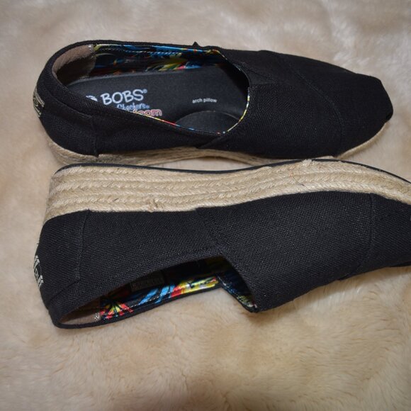 Bob’s from Skechers High Jinx Espadrilles Slip-On Platform Sneakers Size 8.5 Bla - Picture 11 of 13